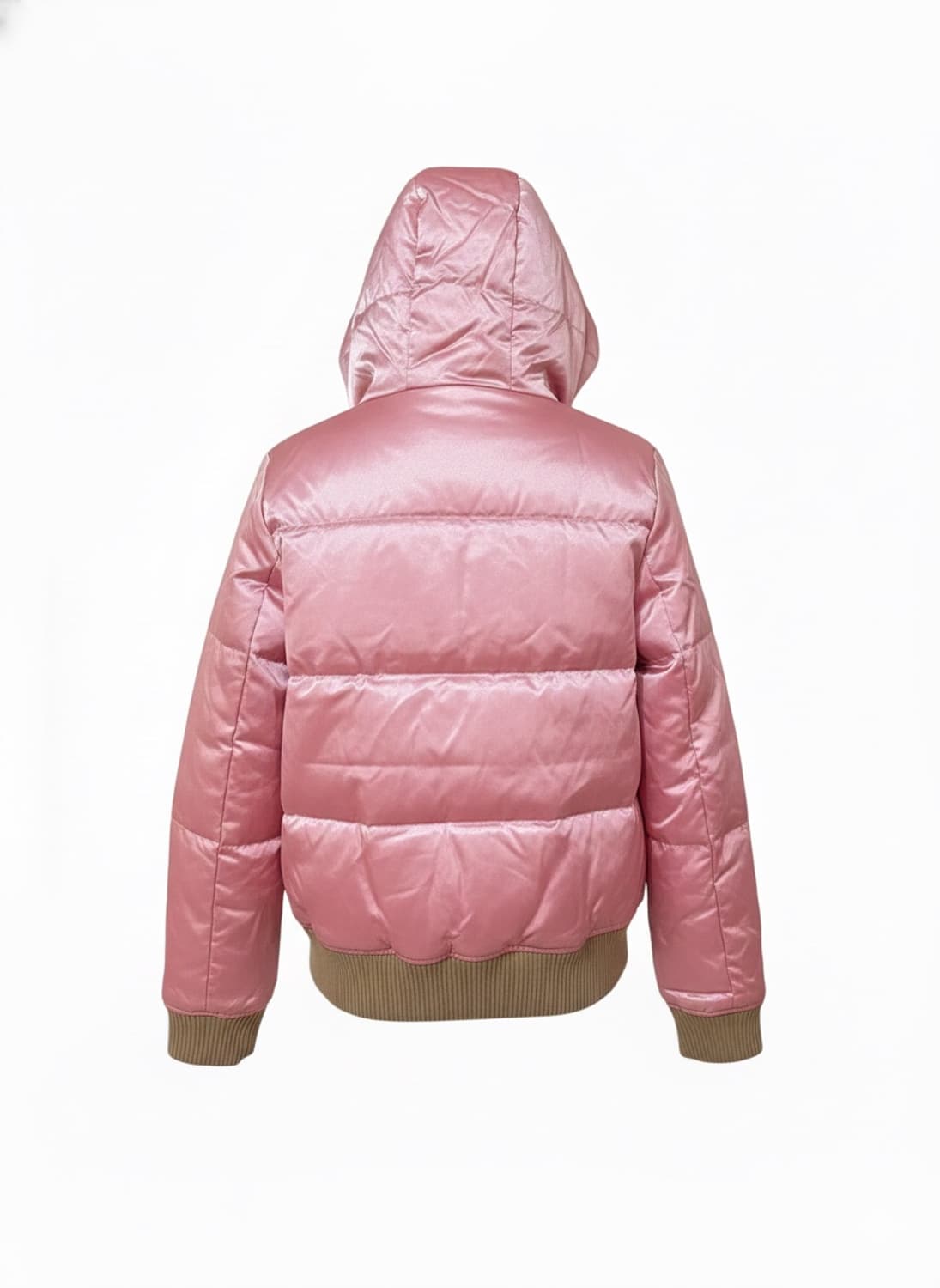 Y2k 갸루 핑크 새틴 광택 후드 패딩 상품이미지2