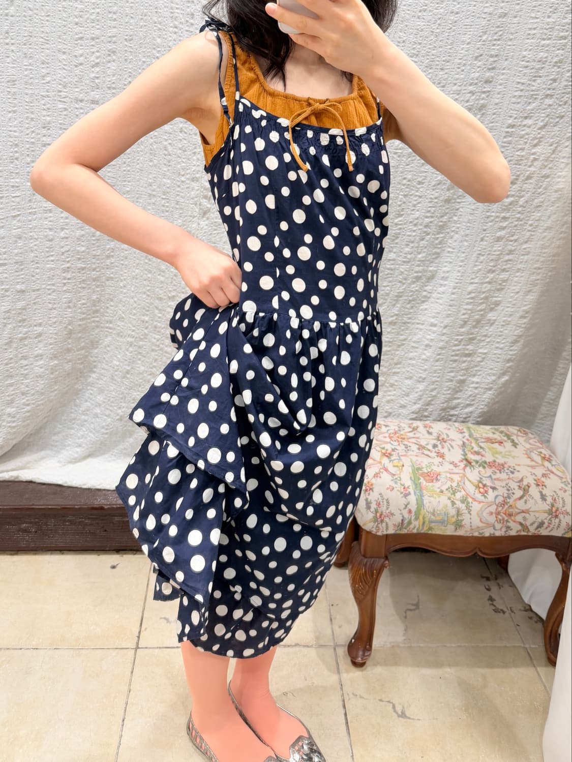 navy polka flare ops 상품이미지2