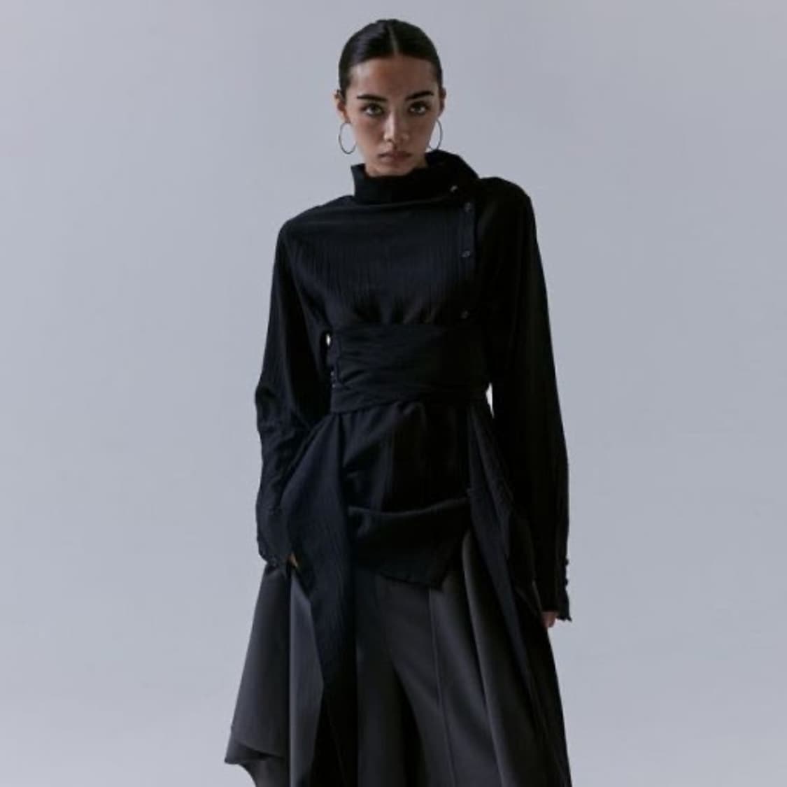 트리밍버드 하이넥 wrap blouse 셔츠 상품이미지1