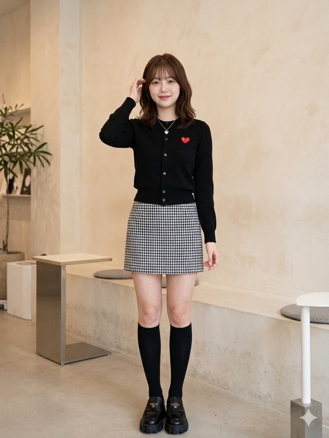 꼼데가르송 플레이 레드 와펜 라운드 가디건 블랙 상품이미지1