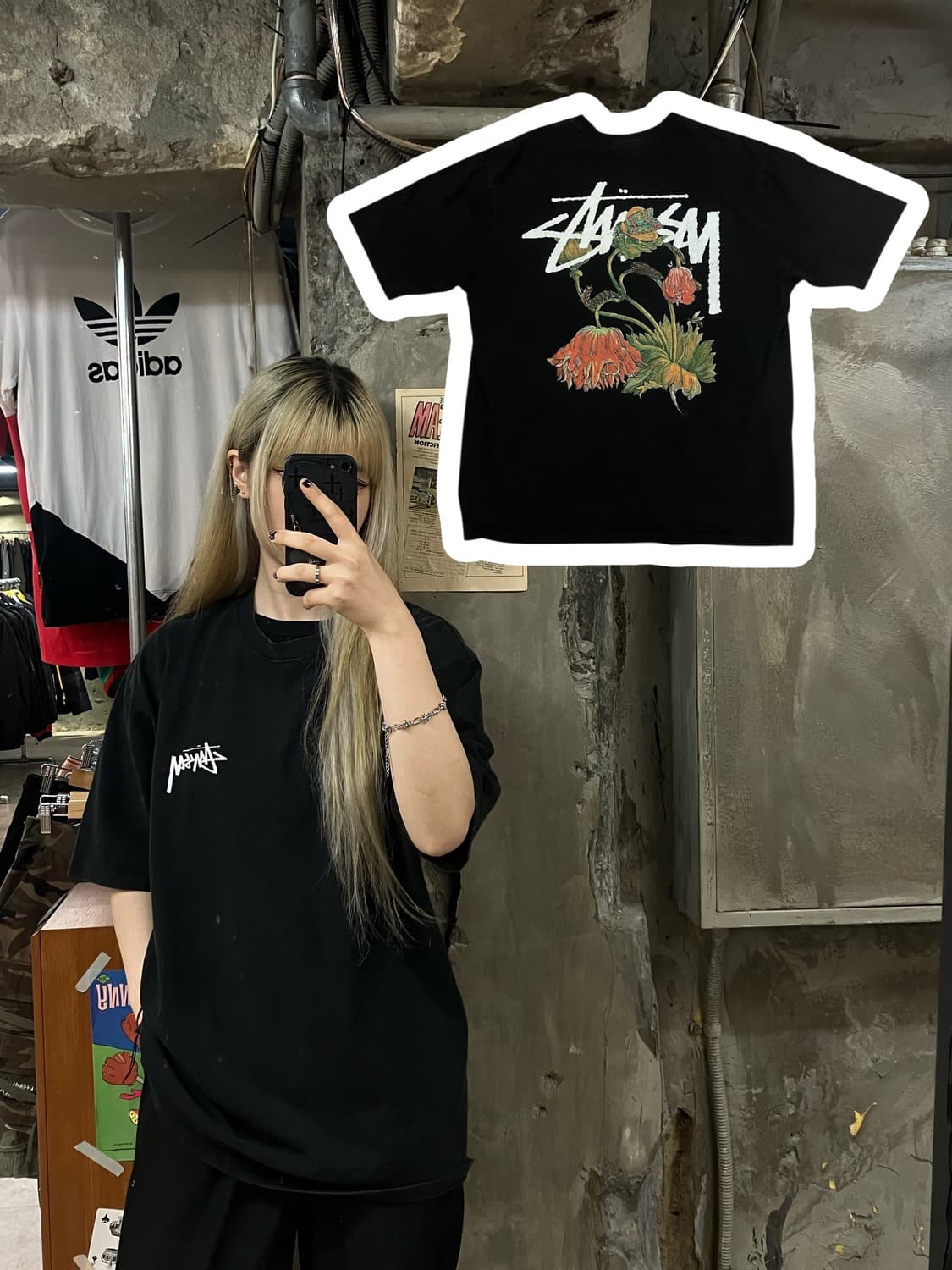 스투시 반팔 블랙 L  #csz1233 상품이미지1