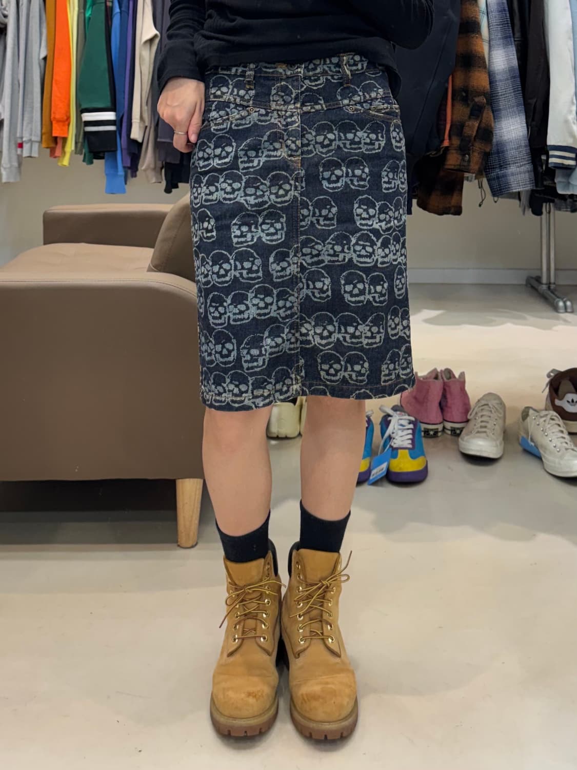 히스테릭 글래머 스컬 패턴 데님 스커트 상품이미지5