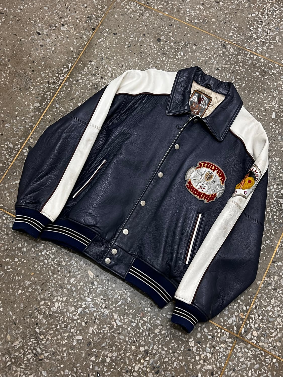 R.B.C Cowhide Leather Varsity Jacket  상품이미지4