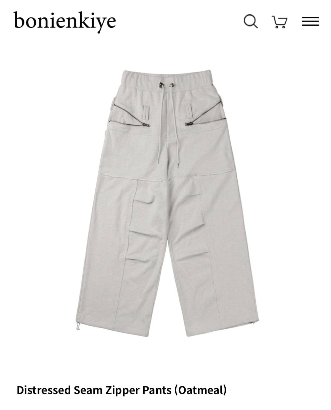 보니엔키예 Distressed Seam Zipper Pants 상품이미지1