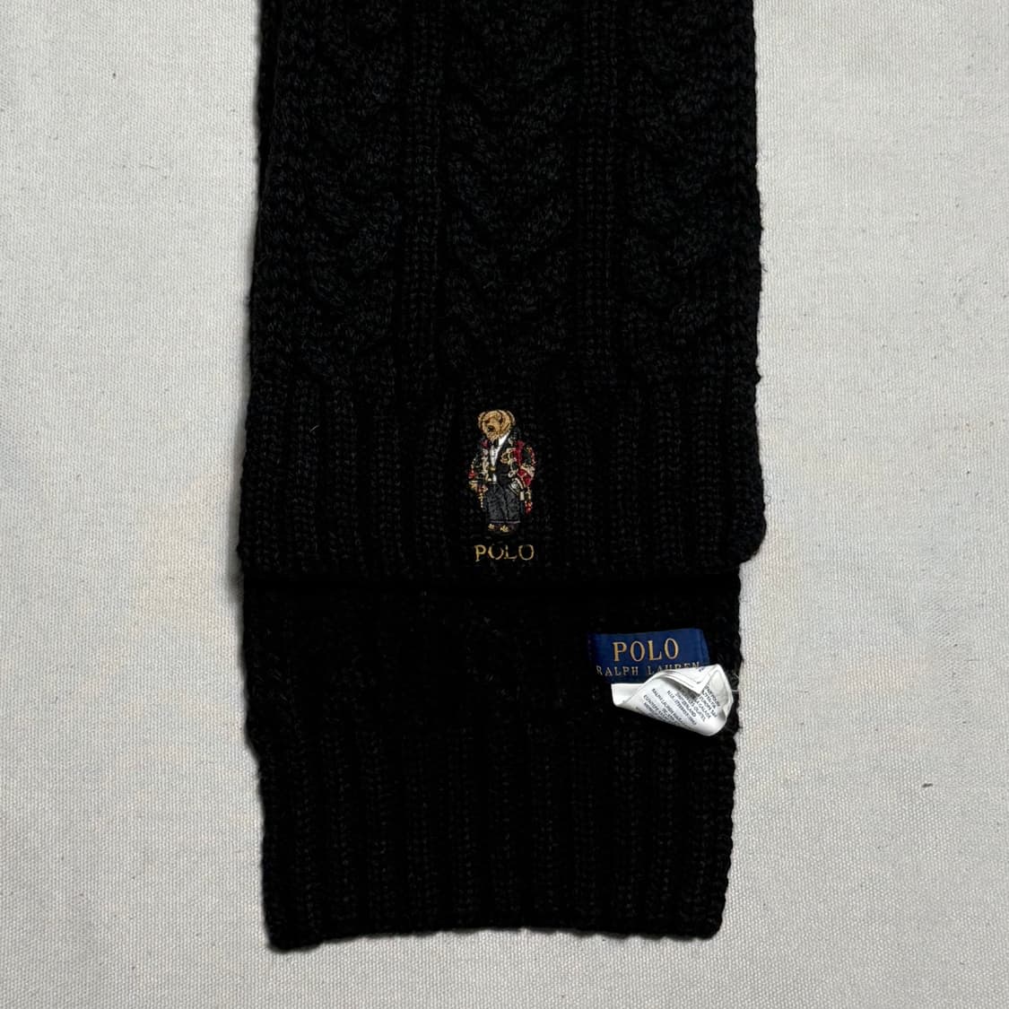 OS 폴로랄프로렌 폴로베어 블랙 케이블 머플러 상품이미지1