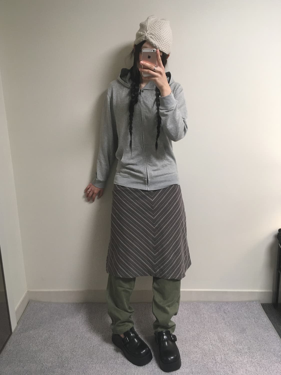 vintage chevron stripe skirt cocoa 상품이미지4