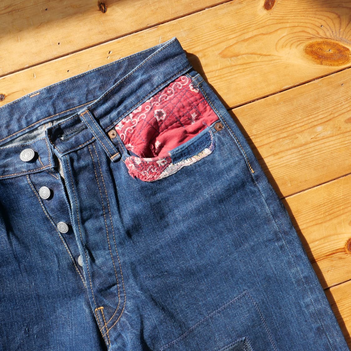 90‘s ZIPANGU BLUE by KAPITAL 리페어 셀비지 데님 상품이미지3