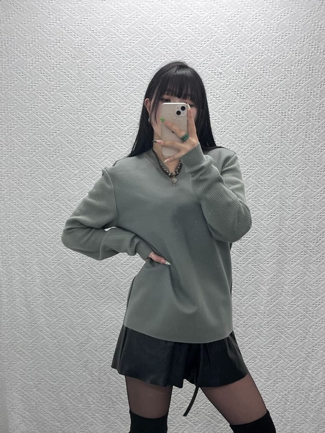 솔리드옴므 한섬 모던시크 울캐시미어 펠트 니트 맨투맨 50 C09267 상품이미지2