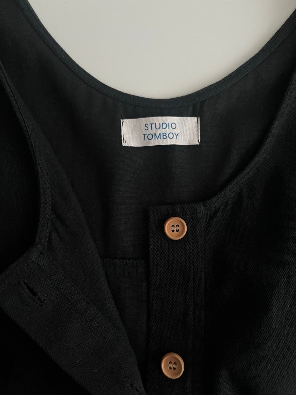 F) 스튜디오 톰보이 코튼 오버롤 팬츠 블랙 상품이미지4