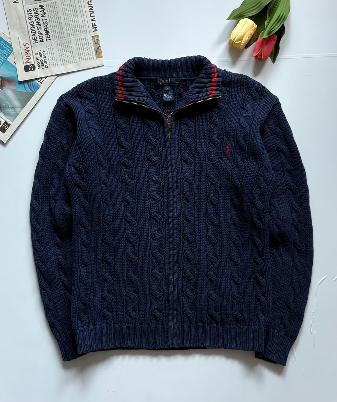 Polo 폴로랄프로렌 네이비 꽈배기 집업 상품이미지2