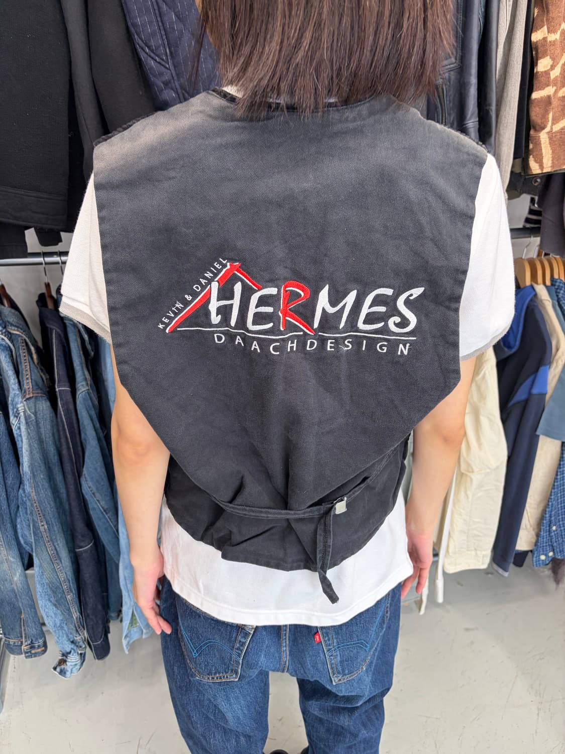 Vintage 자수 포인트 코듀로이 더블 버튼 베스트  상품이미지2