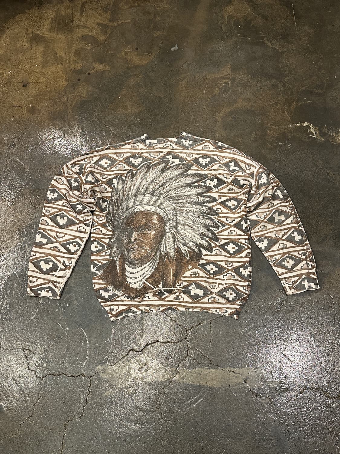 빈티지 50/50 인디언 그래픽 스웻셔츠 M 상품이미지2