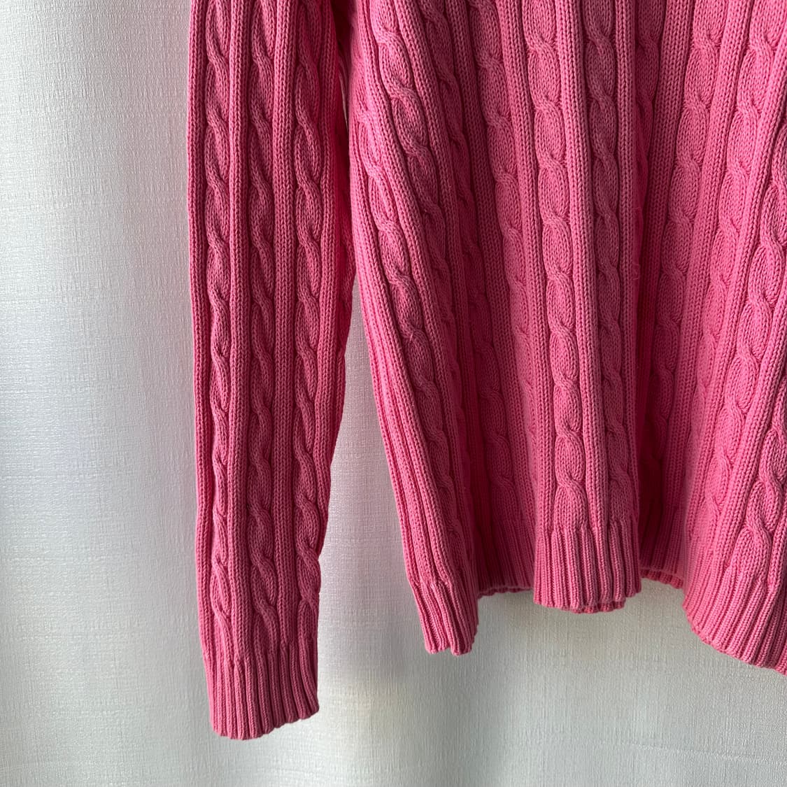 랄프로렌 스포츠 케이블 니트 코튼 스웨터 핑크 M 상품이미지3