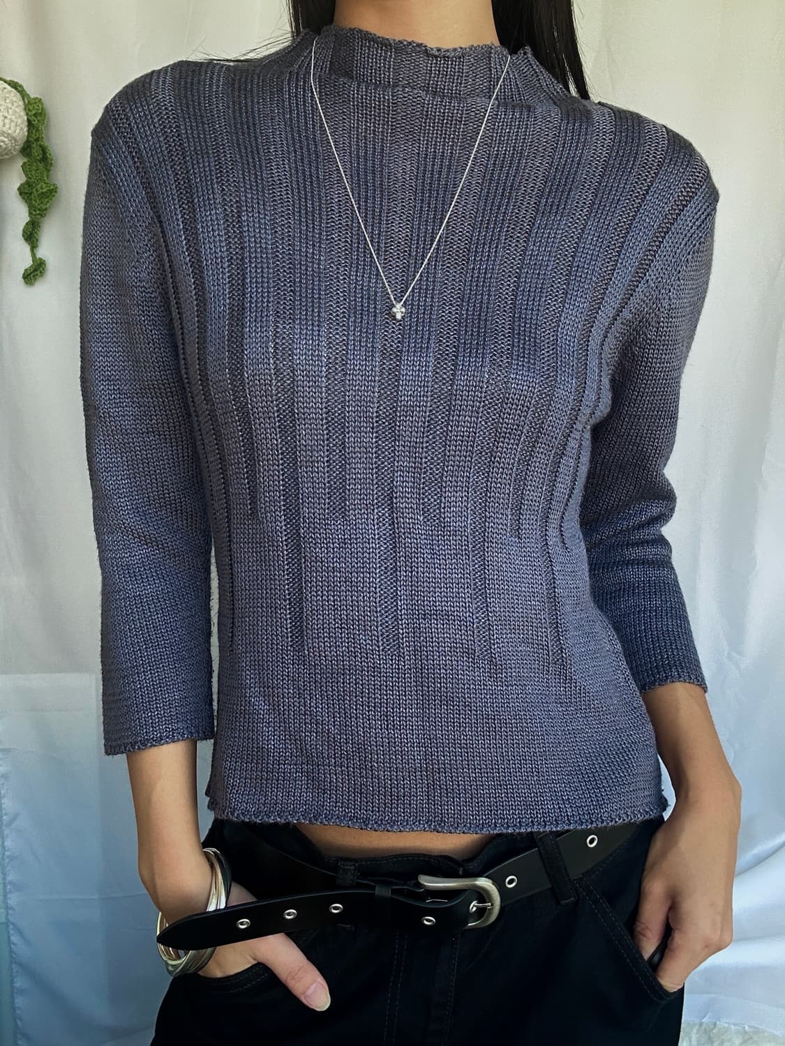 빈티지 7부 레이온 니트 상품이미지1