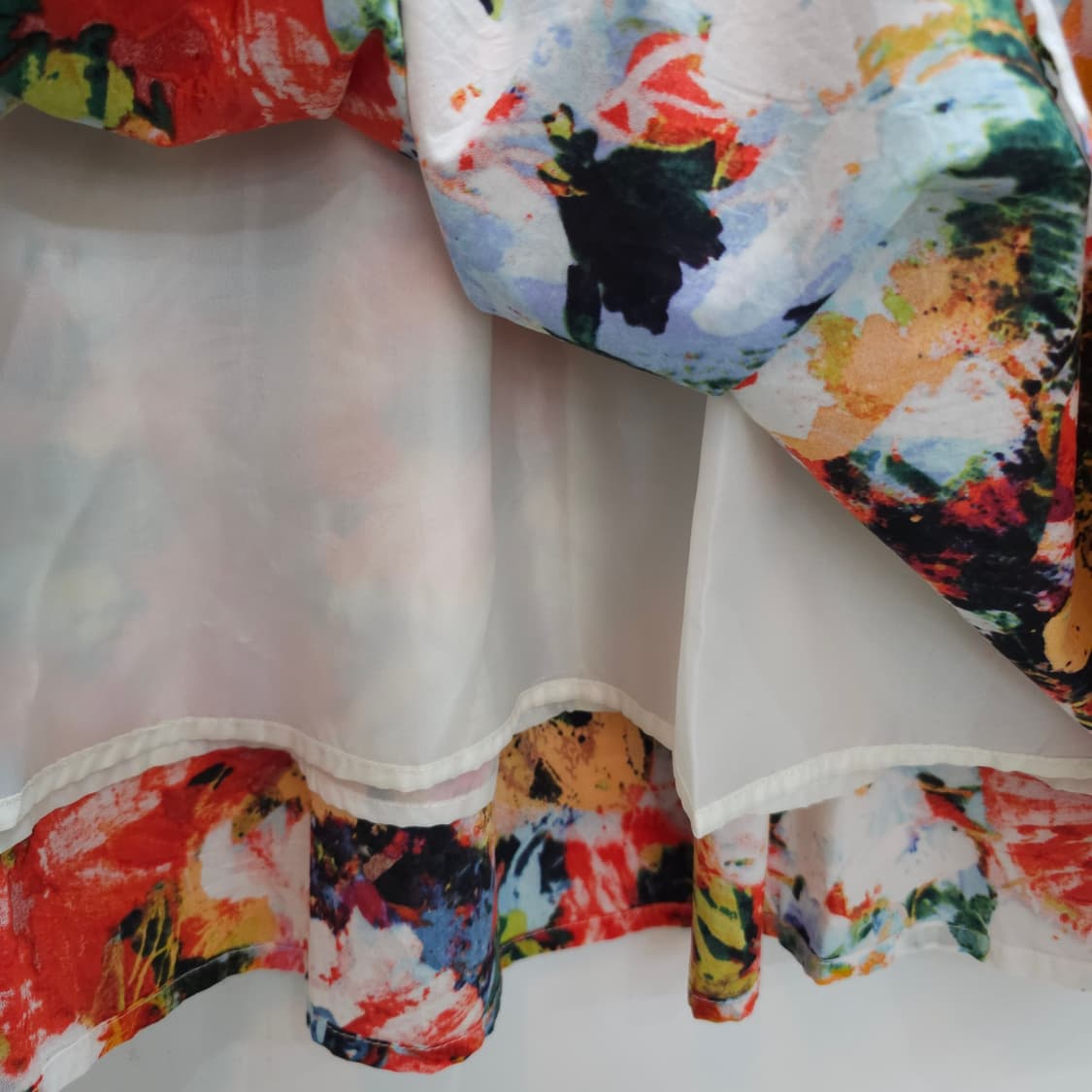 페인팅 플라워 패턴 밴딩 플레어 스커트 상품이미지5