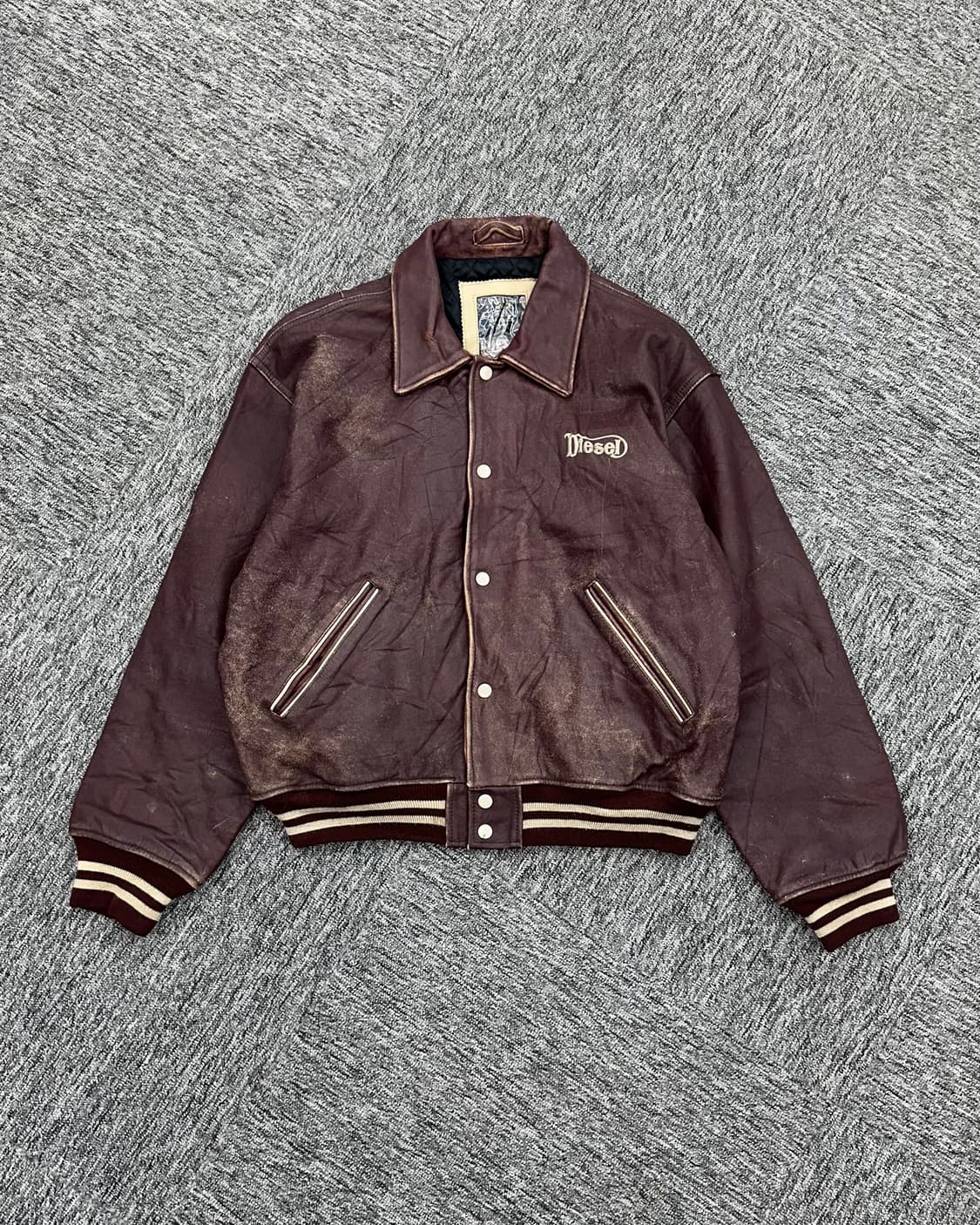 (L)90'S DIESEL LEATHER VARSITY-M1414 상품이미지1