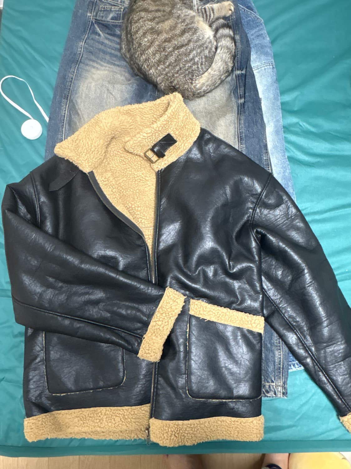 프릭스스토어 레더 무스탕 블랙 라지 OLD-8236 상품이미지1