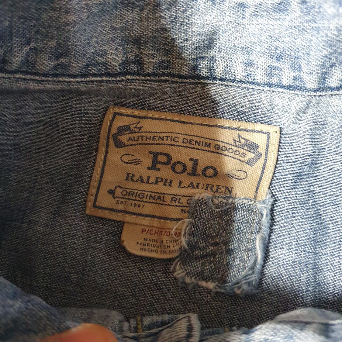 폴로 패치워크 웨스턴 반팔 데님 셔츠 S 상품이미지7
