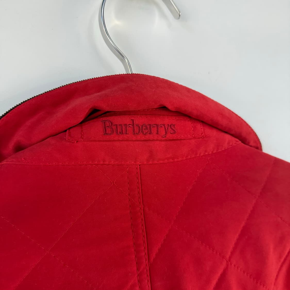 버버리 Burberry 코듀로이 카라 노바체크 안감 퀄팅 자켓 코트 레드 상품이미지8