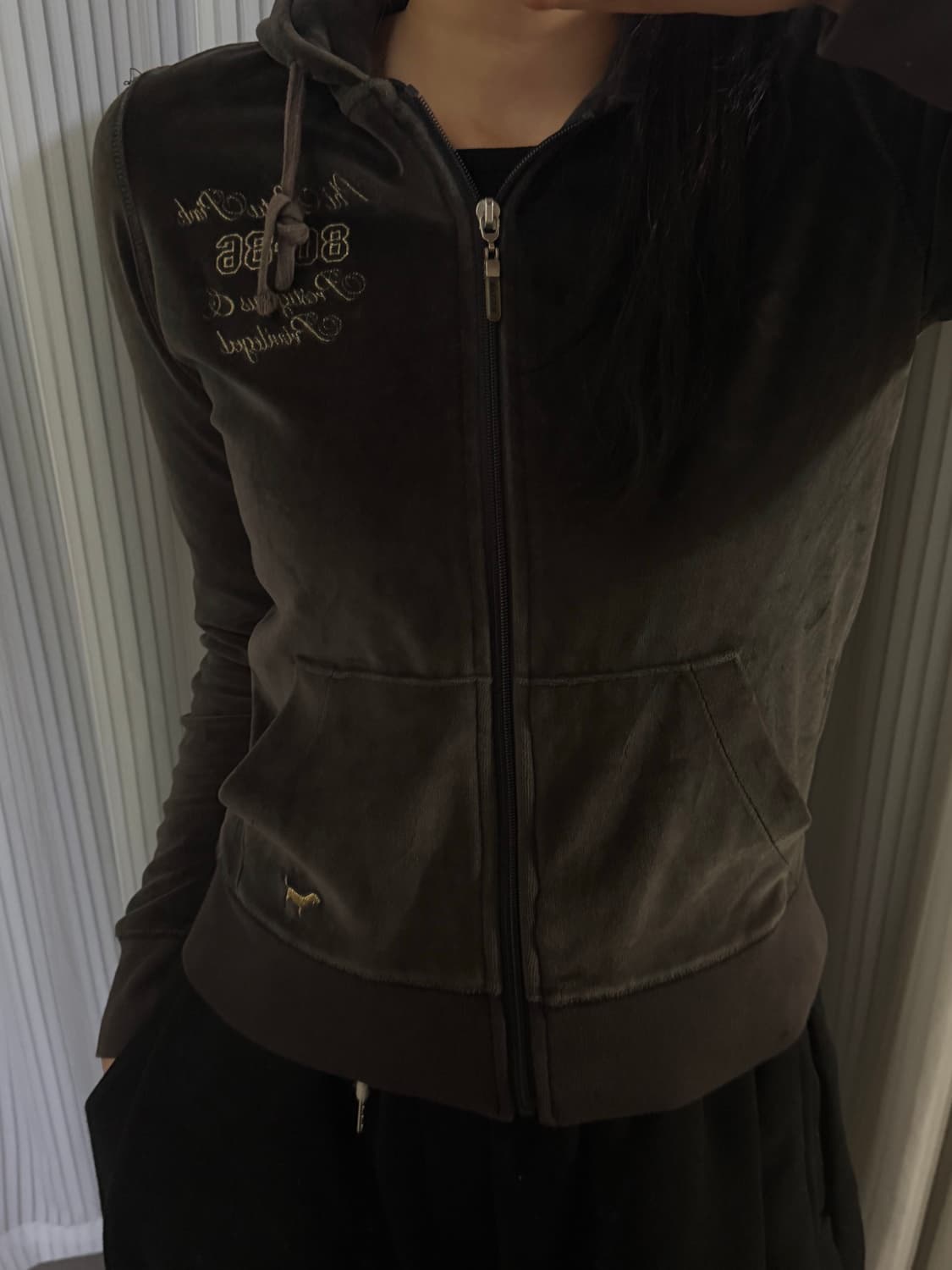 빅토리아 시크릿 브라운 벨벳 후드집업 S 상품이미지1