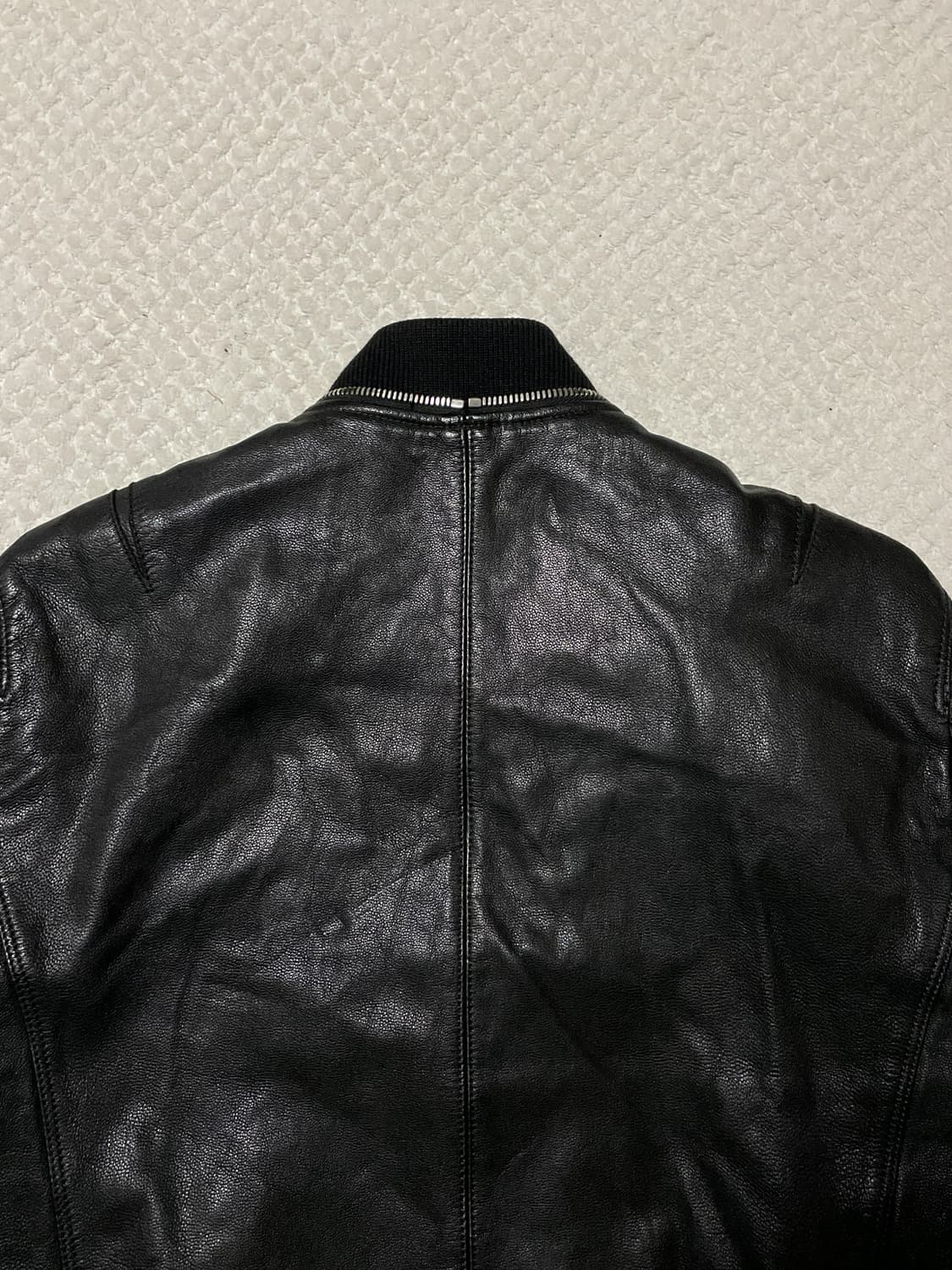 커스텀 멜로우 웨스턴 무드 염소가죽 절개 레더 블루종 자켓 상품이미지4