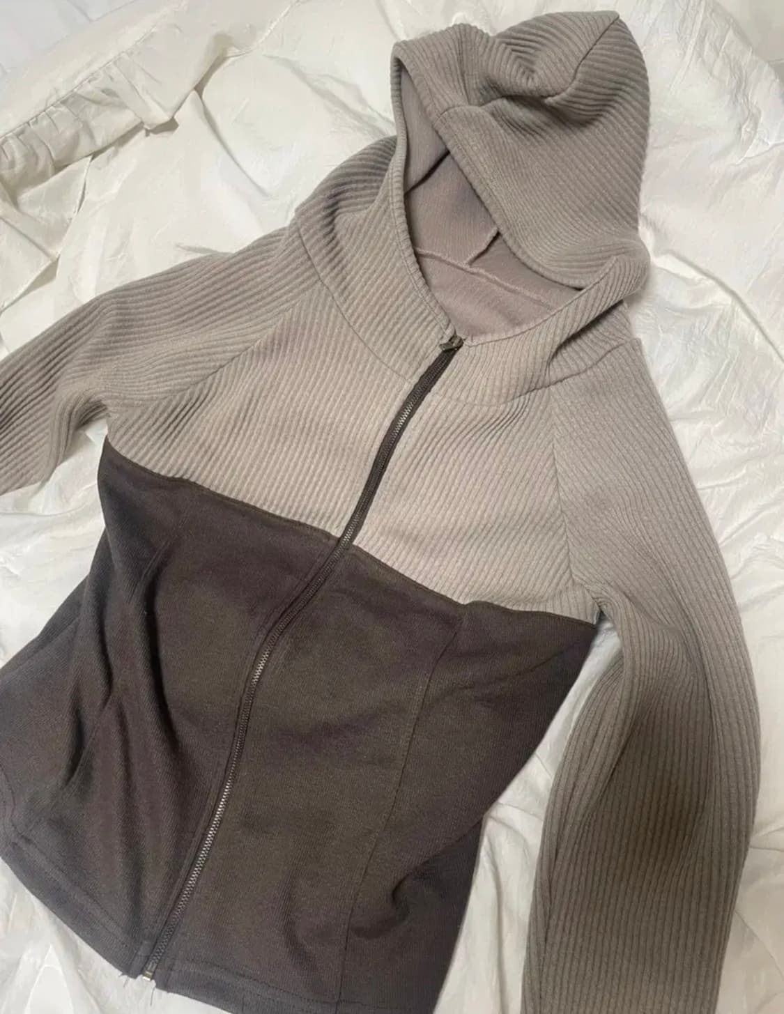 와플 니트 후드집업 상품이미지1