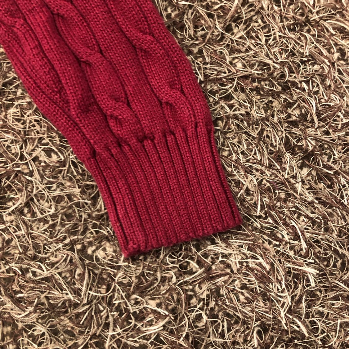 XL 폴로 랄프로렌 브이넥 케이블 버건디 니트 상품이미지3