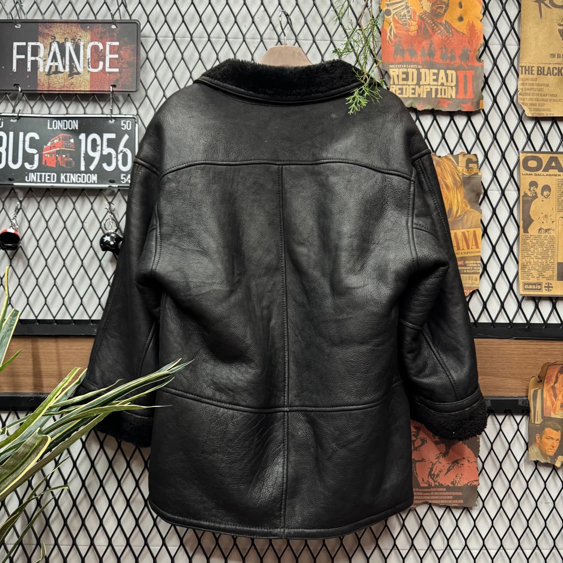 90s USA VINTAGE 무스탕 반코트 전면 버튼 포인트 블랙 상품이미지2