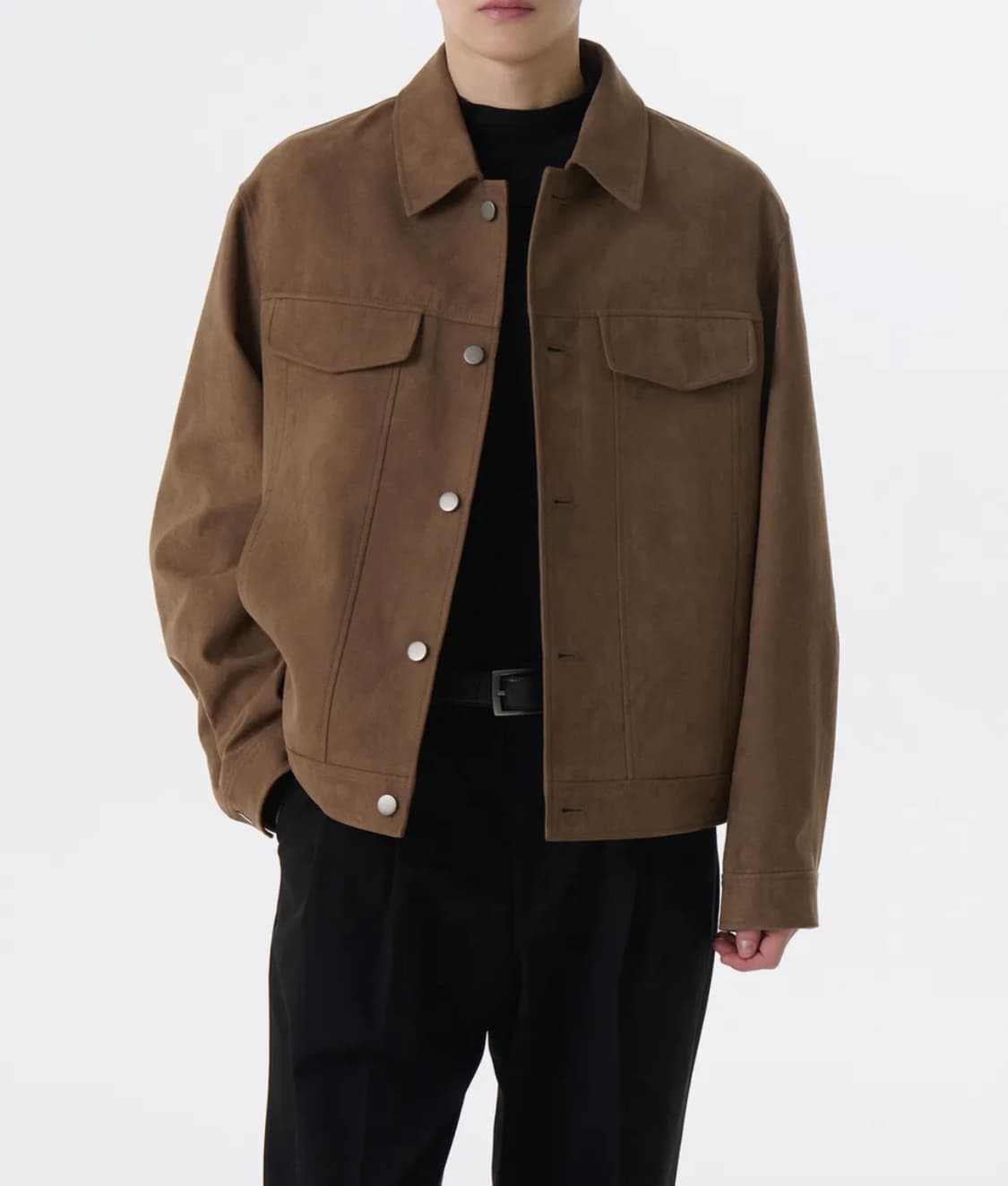 (M) 무탠다드 신세틱 스웨이드 미니멀 트러커 재킷 [라이트 브라운] 상품이미지1