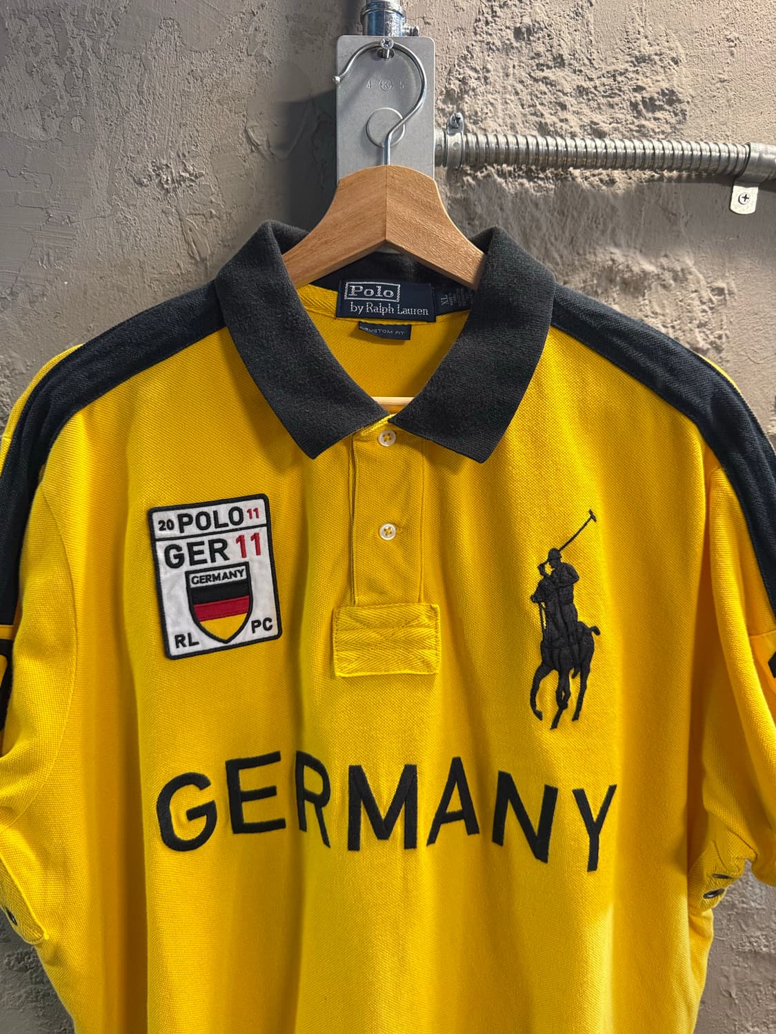 M 폴로랄프로렌 POLO  빅포니 독일 GER 패치 럭비 폴로 셔츠 옐로 상품이미지4