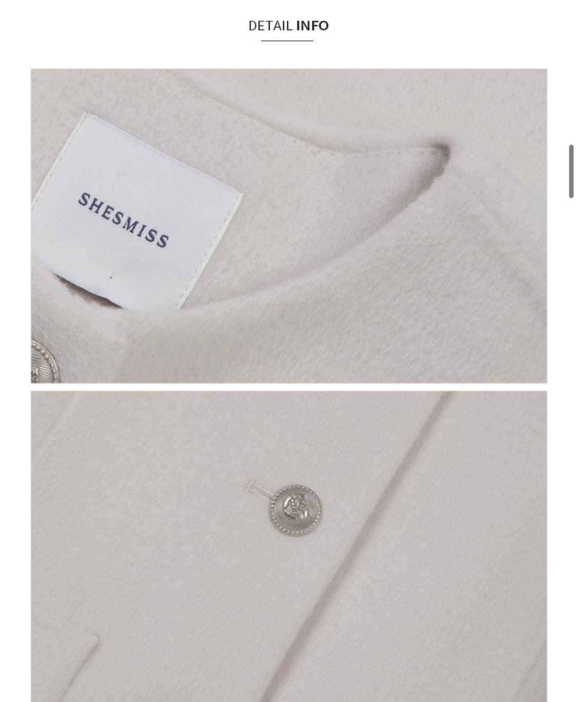 SHESMISS 쉬즈미스 아이보리 울 핸드메이드자켓 (55) 상품이미지6