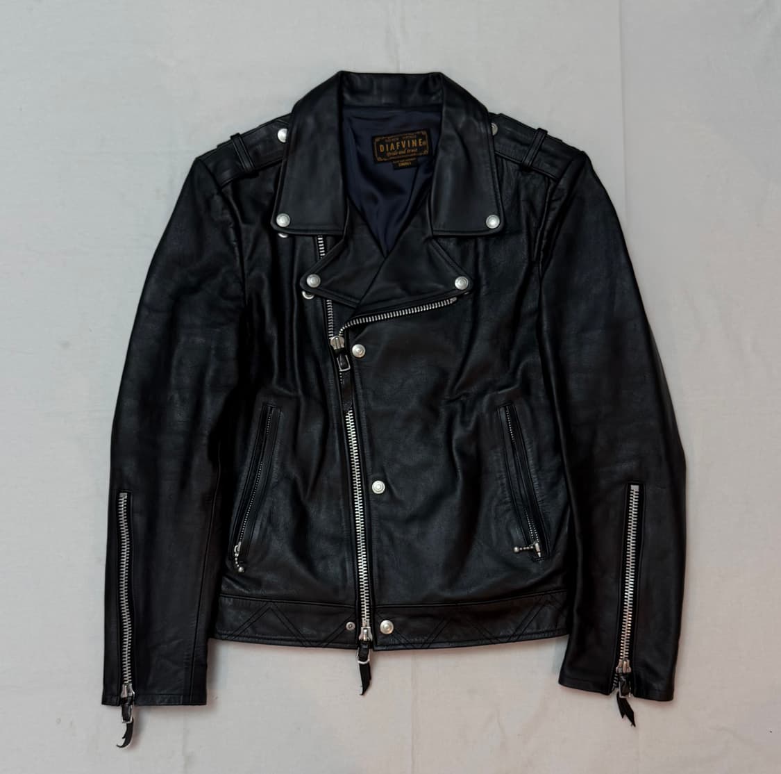 DIAFVINE 디아프바인 소가죽 더블라이더 가죽자켓 블랙 상품이미지1