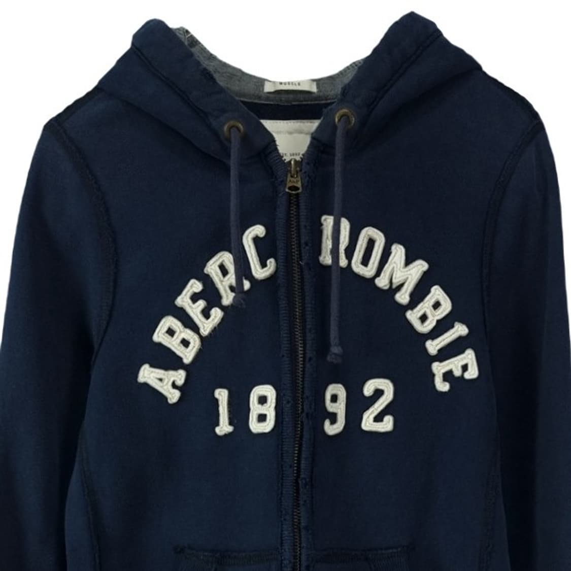 [아베크롬비] Y2K 빈티지 로고 자수 후드 집업 네이비 M19553 상품이미지4