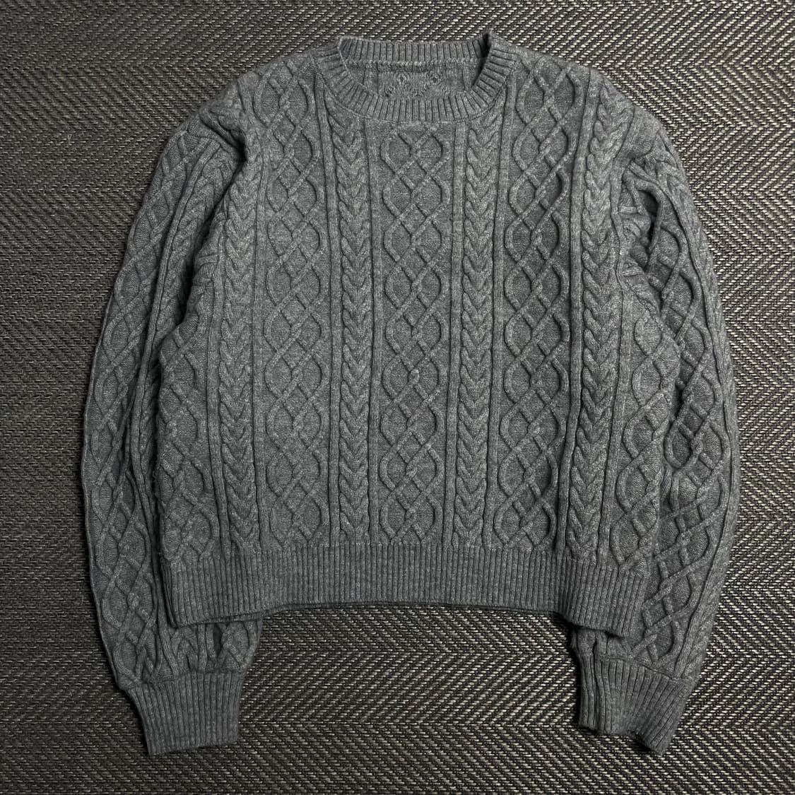 빈티지 케이블 꽈베기 그레이 긴팔 박시핏 라운드 니트y 5323 상품이미지2