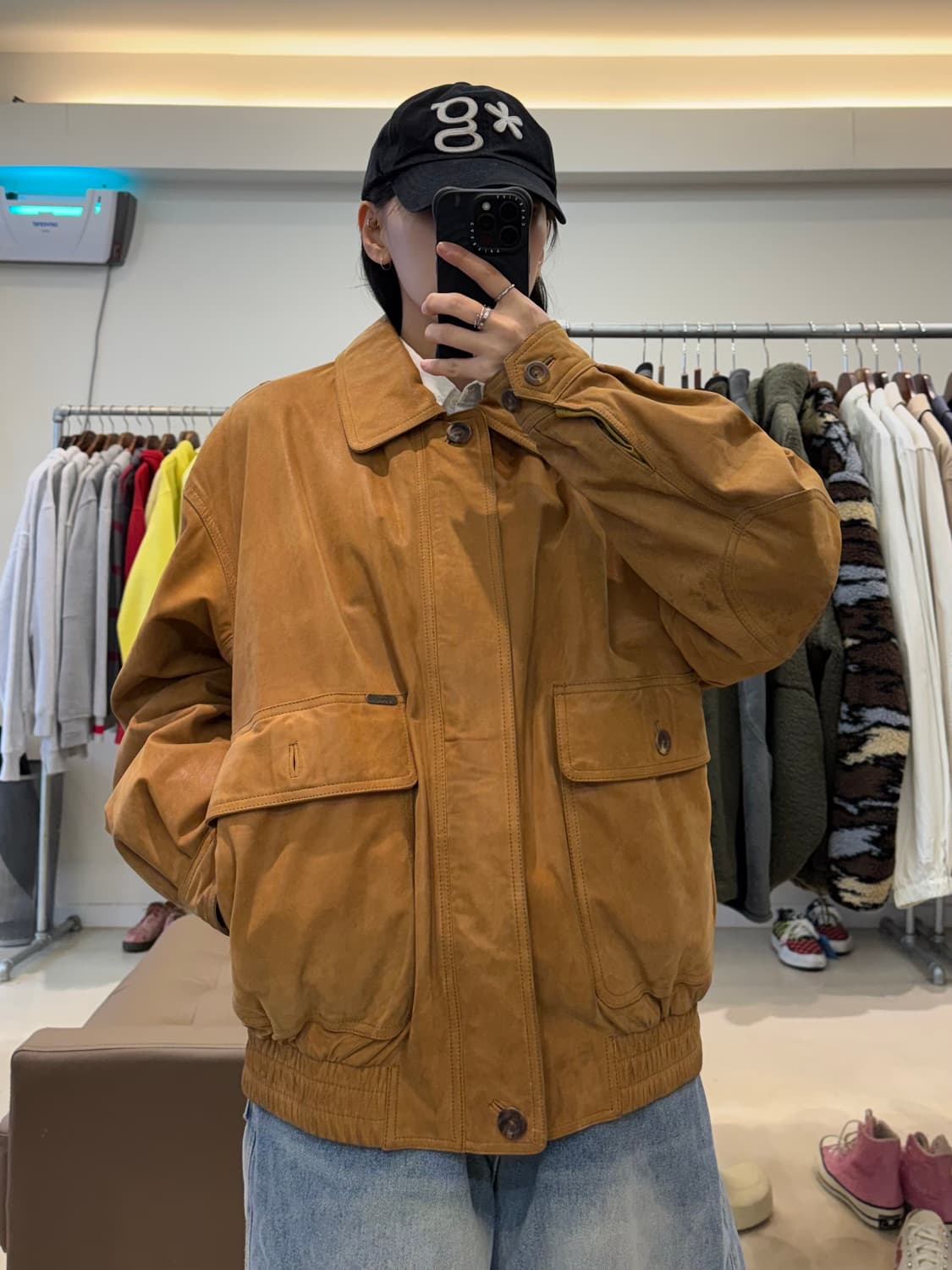 90s 파코나블 빅 포켓 레더 봄버 자켓 상품이미지5