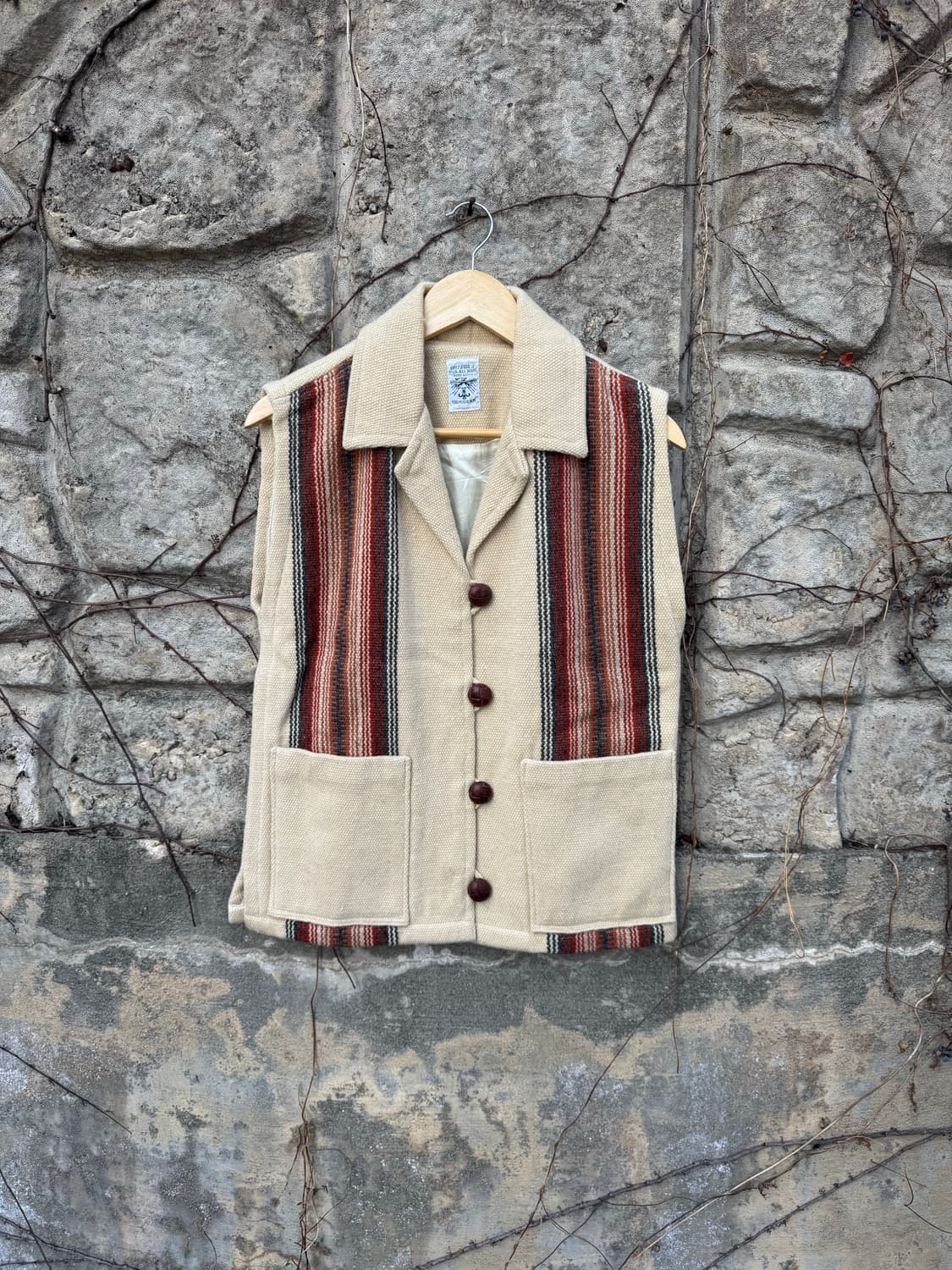 오르테가 핸드 우븐 울 네이티브 무늬 웨스턴 카라 치마요 베스트 조끼 상품이미지1