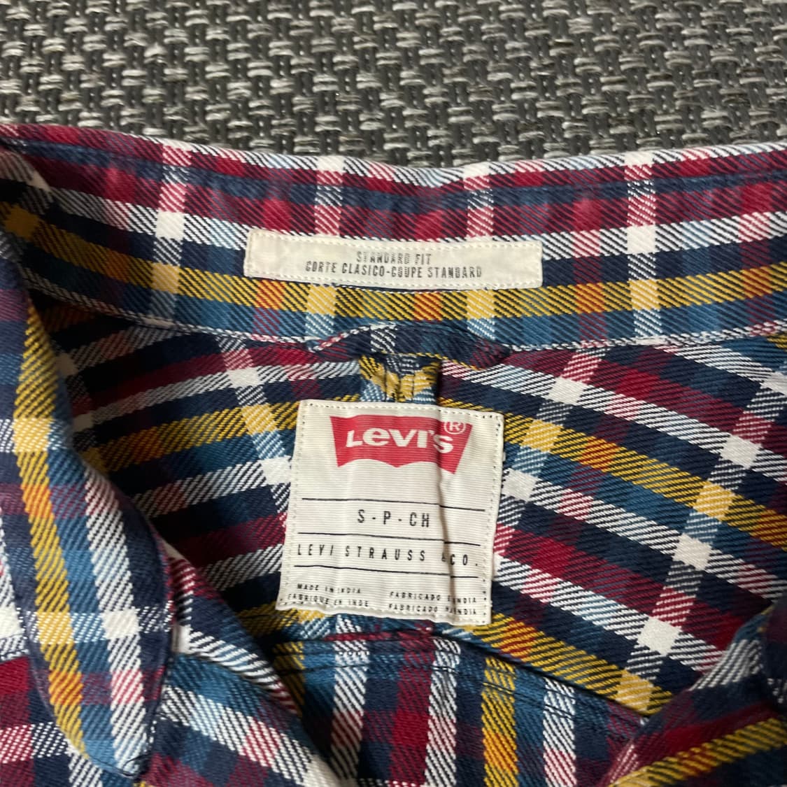 리바이스 레드 옐로우 블루 멀티 패턴 긴팔 셔츠 90 상품이미지4