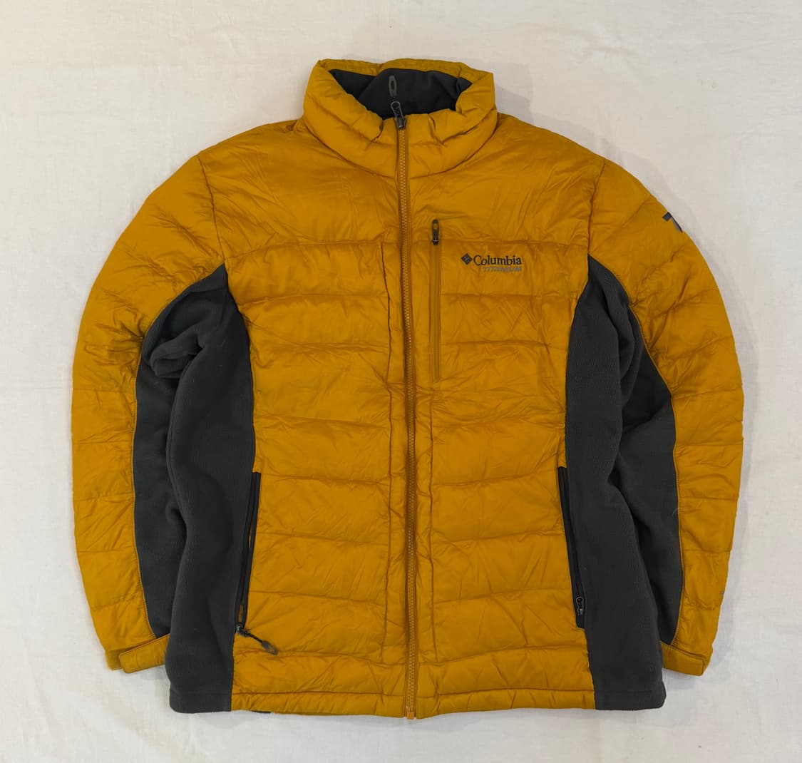 컬럼비아 센터로고 하이브리드 구스 경량패딩 플리스 옐로우 상품이미지3