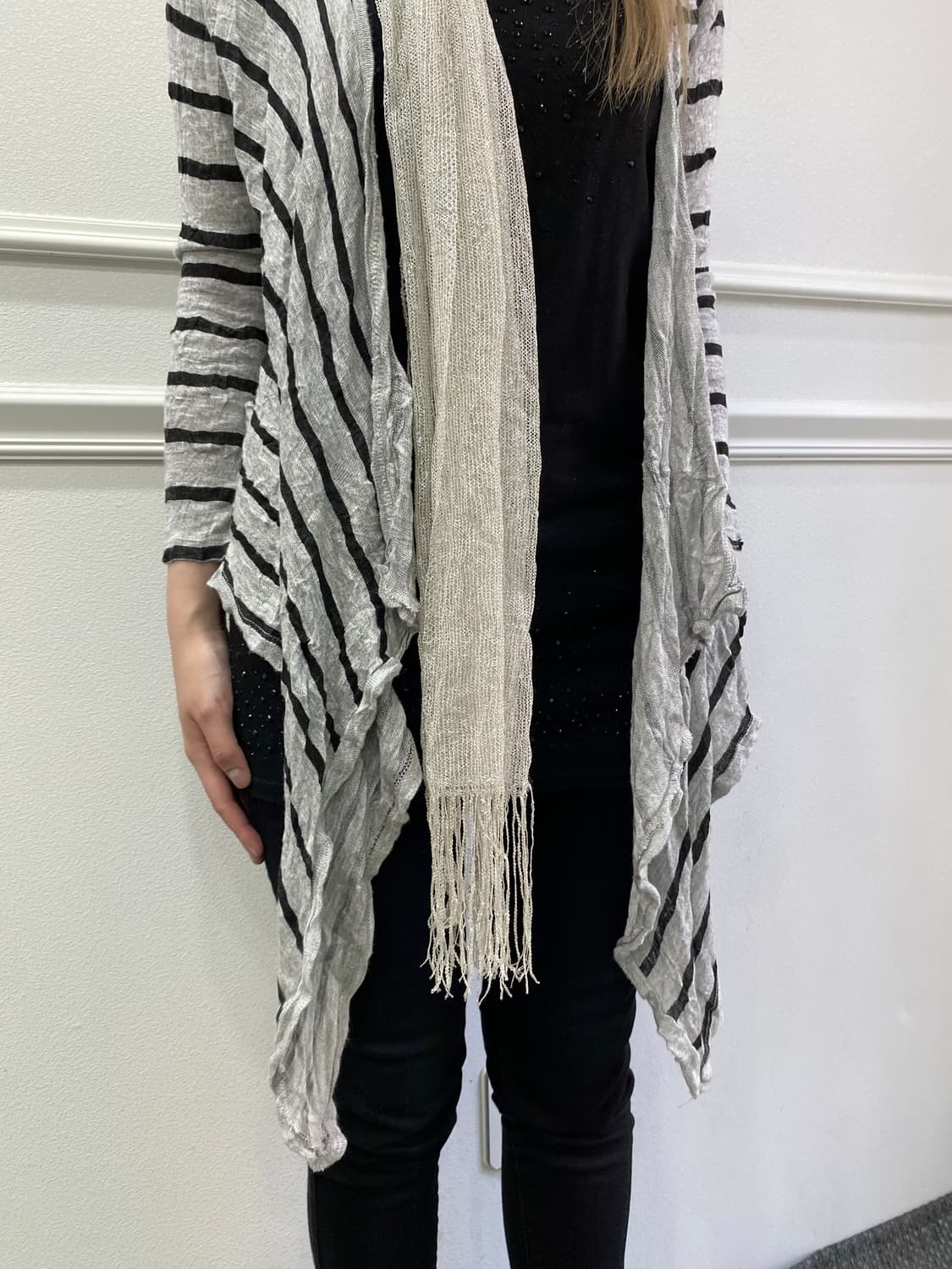 [ZARA] 2000s Stripe Unbalanced Cardigan 상품이미지2