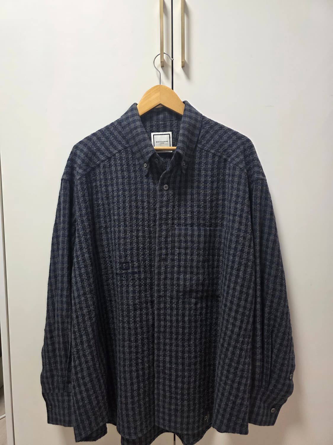 우영미 25FW 깅엄 체크 셔츠 그레이 [46] 상품이미지1