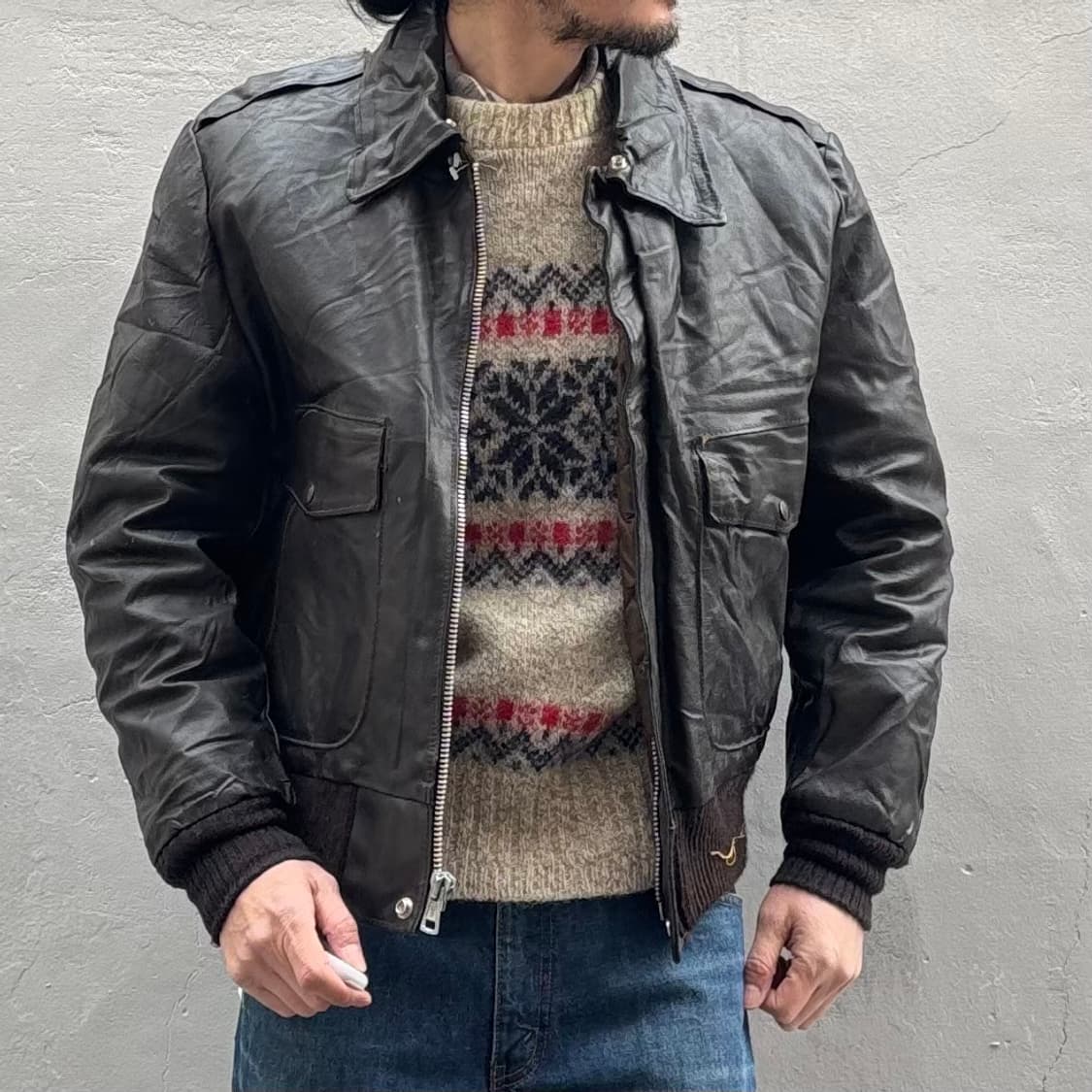 70년대 미국 시어스 더 레더샵 a-2 플라이트 자켓 상품이미지10