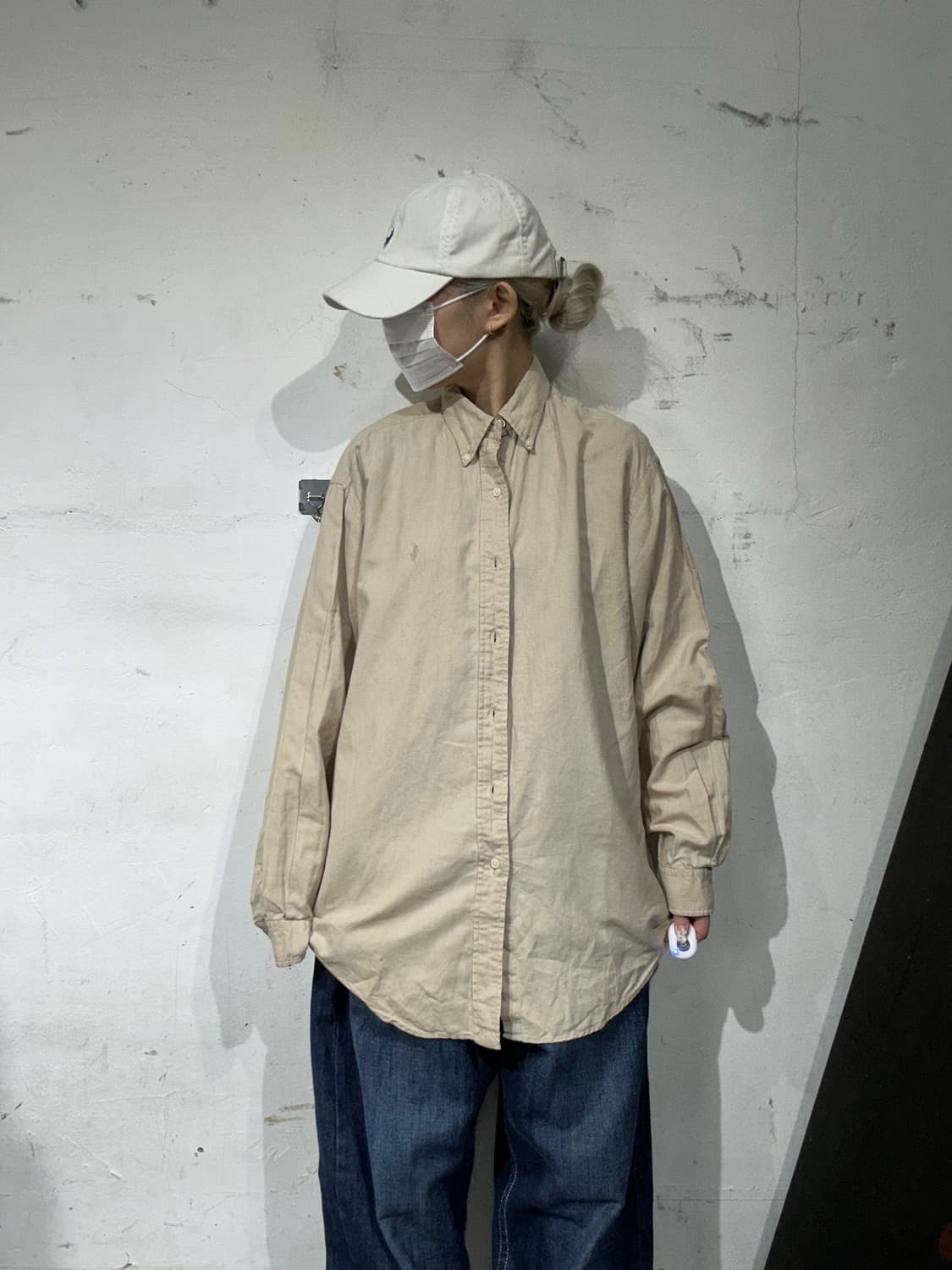 90s 폴로 랄프 로렌 베이지 솔리드 오버핏 셔츠 S 상품이미지2