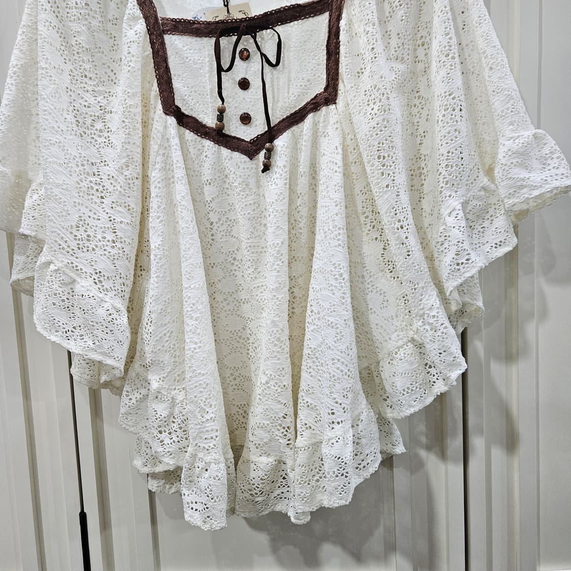 레이스 프릴 케이프 블라우스 상품이미지4