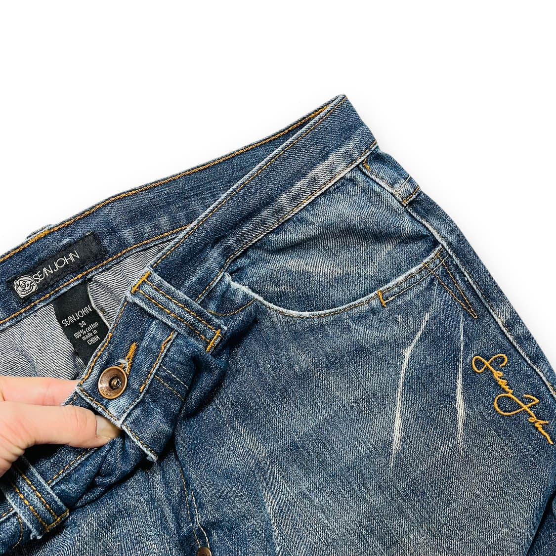 션 존 디스트로이드 워시드 빈티지 데님 팬츠 상품이미지4