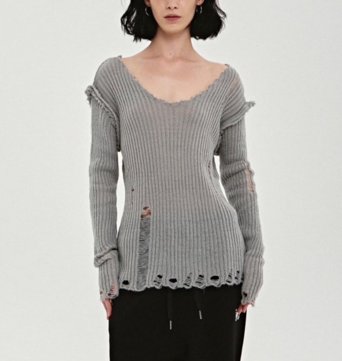 닉앤니콜 데미지 니트 긴팔티 Free 상품이미지1