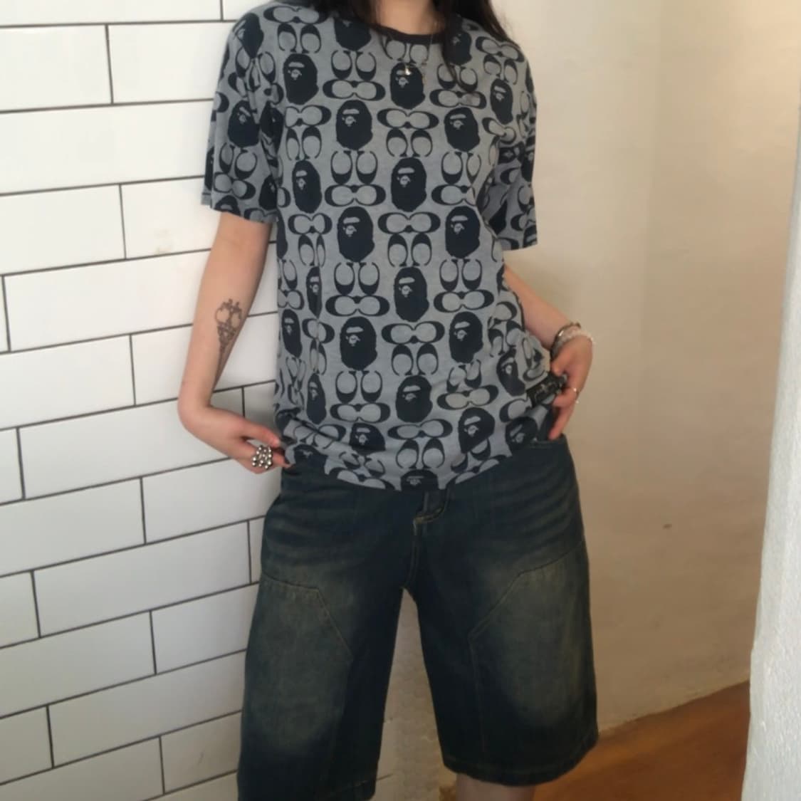 COACH x BAPE 콜라보레이션 로고 티셔츠 / L 사이즈 상품이미지5