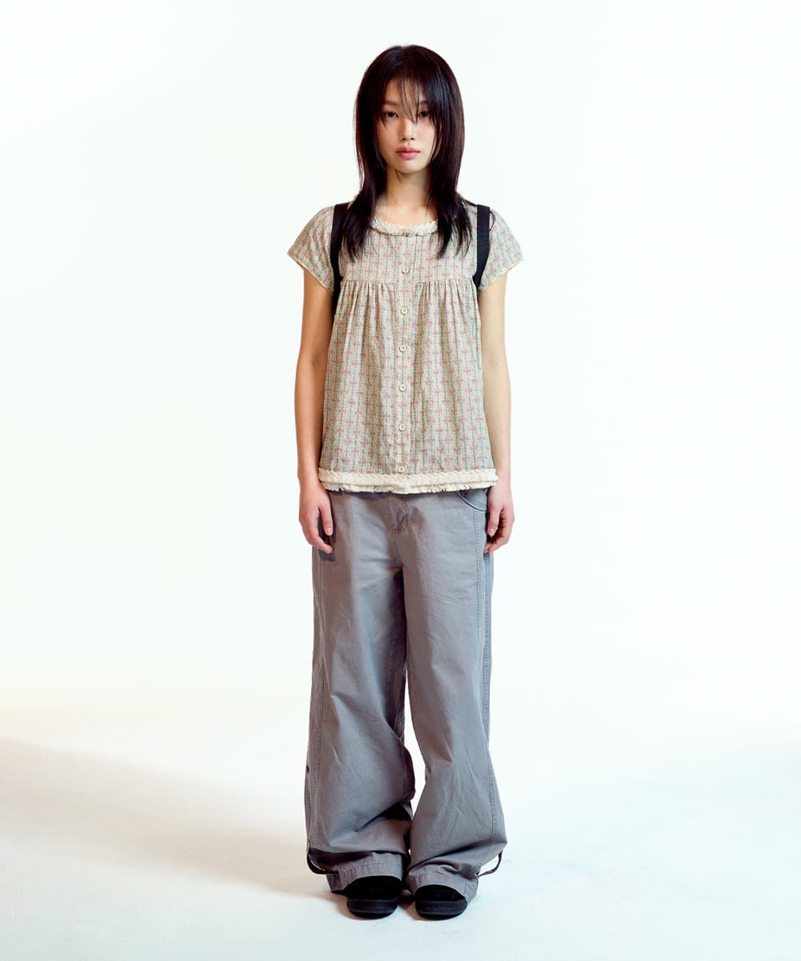 코이세이오 워시드 버튼 탭 팬츠 그레이 1 사이즈 상품이미지3