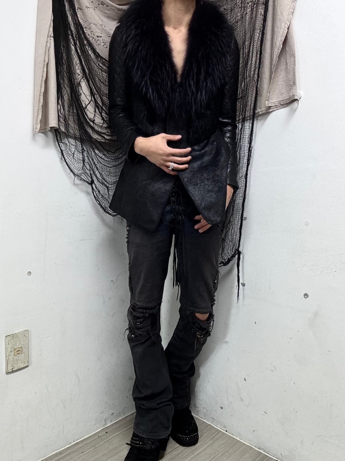 [VKEI]Raccoon Fur Trimming Shadow Washed 상품이미지2