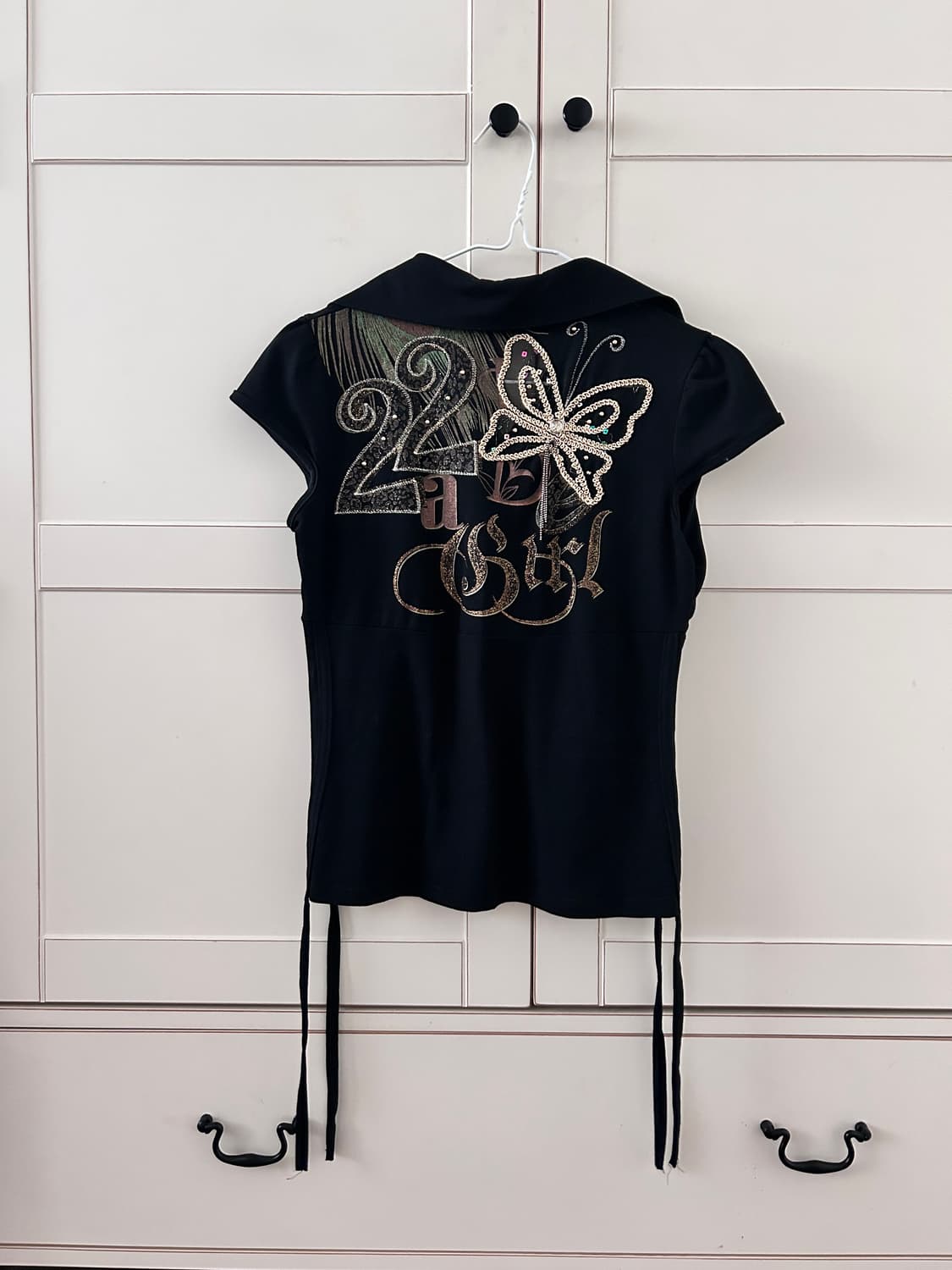 오리엔탈 캡소매 셔링 반팔티 상품이미지2