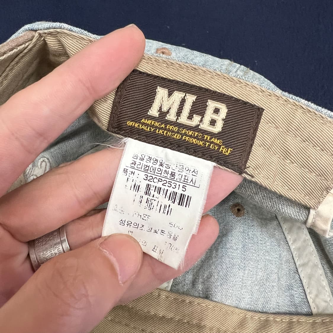 00s MLB 엠엘비 뉴욕 양키스 데님 투톤 볼캡 모자 상품이미지4